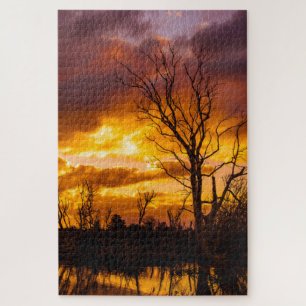Sunset by the lake jigsaw puzzle