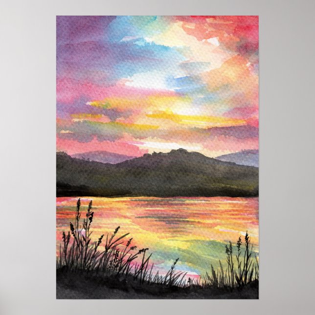Sunset by the Lake Poster (Front)