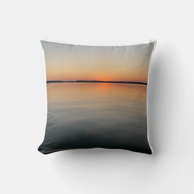 Sunset by the Lake  Throw Pillow (Front)