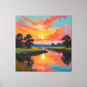 Sunset by the River Canvas Print