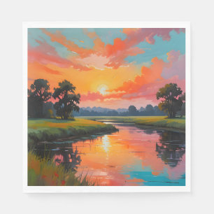 Sunset by the River Napkin