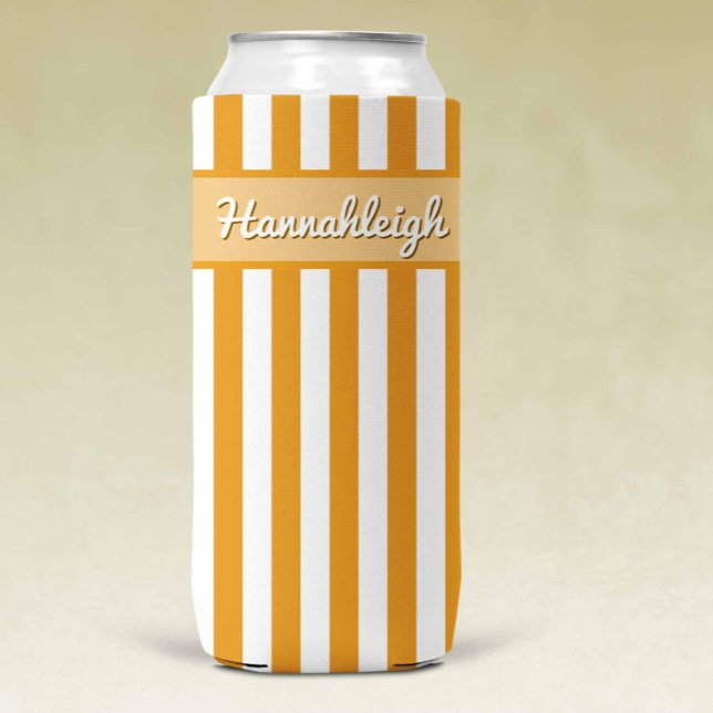 Sunset Cabana Stripes Shadow Lettering Seltzer Can Cooler (Sunset Cabana Stripe Seltzer Can Cooler)