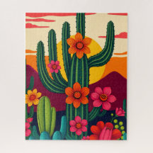 Sunset Cactus with Blossoms