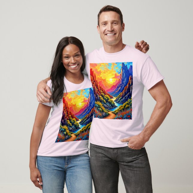  Sunset Canyon River Art T-Shirt (Unisex)