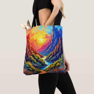 Sunset Canyon River Art Tote Bag
