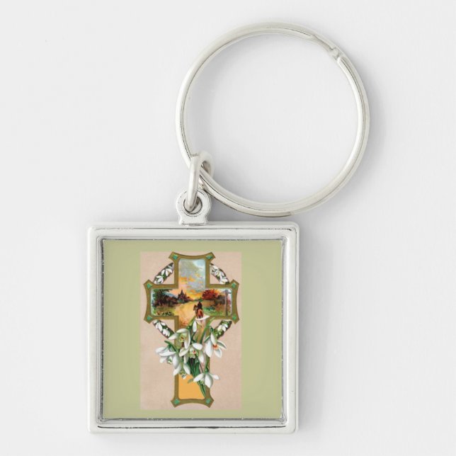 Sunset Christian Cross Keychain (Front)