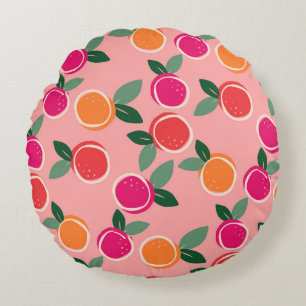 Sunset Citrus Symphony Round Pillow