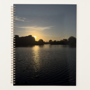 Sunset cityscape view in golden hours planner