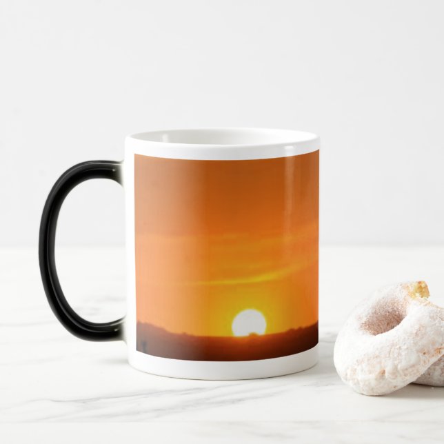 Sunset Classic Mug, 11 oz Magic Mug (With Donut)