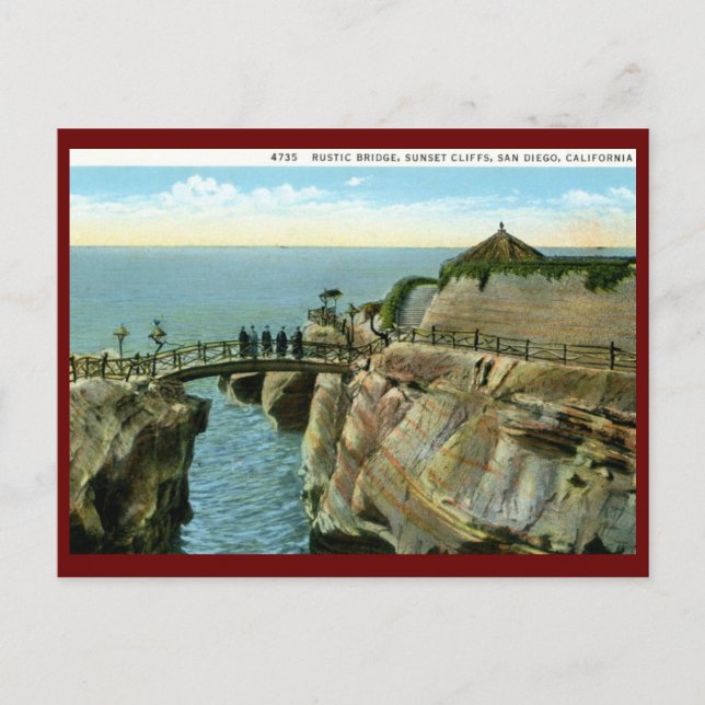 Sunset Cliffs, San Diego, California Vintage Postcard (Front)