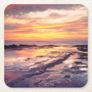 Sunset Cliffs tide pools Square Paper Coaster