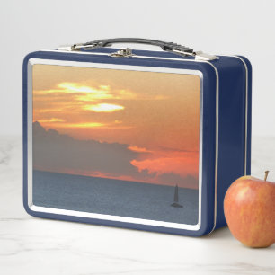 Sunset Clouds and Sailboat Metal Lunch Box
