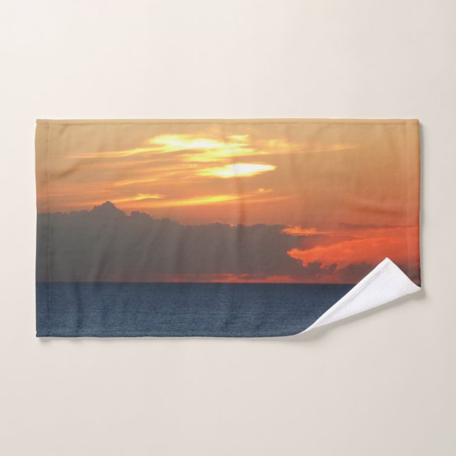 Sunset Clouds and Sailboat Seascape Hand Towel (Hand Towel)