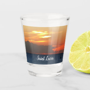 Sunset Clouds and Sailboat Seascape Shot Glass