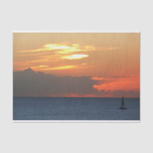 Sunset Clouds and Sailboat Seascape Tissue Paper