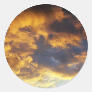Sunset clouds classic round sticker