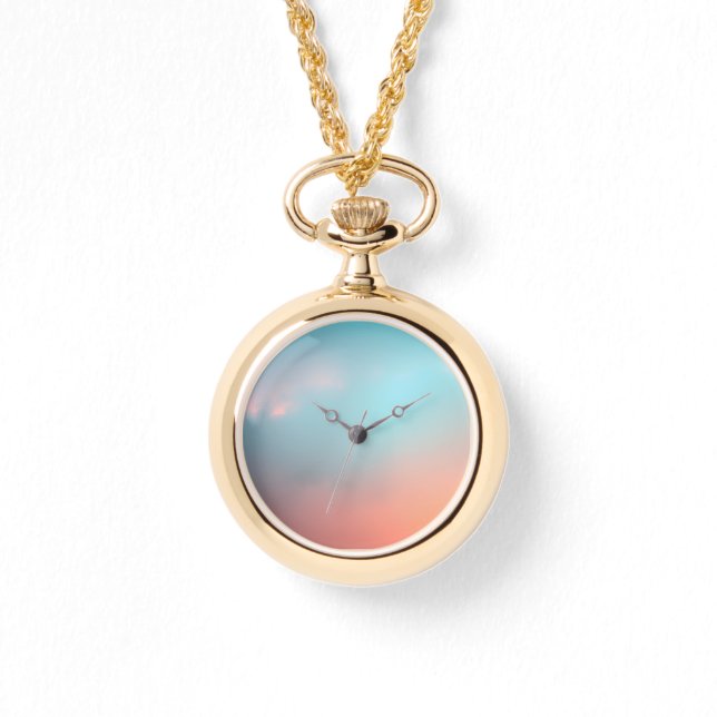 Sunset Clouds Ethereal Necklace Watch (Front)