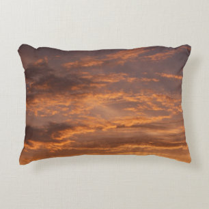 Sunset Clouds I Colourful Sky Photography Accent Pillow