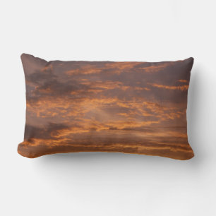Sunset Clouds I Colourful Sky Photography Lumbar Pillow