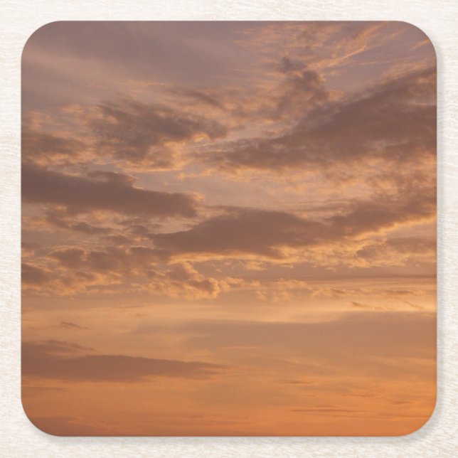 Sunset Clouds II Pastel Abstract Nature Square Paper Coaster (Front)