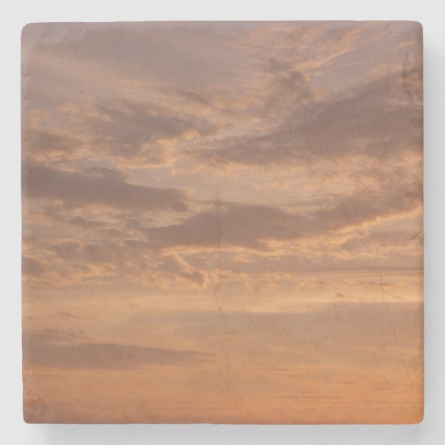 Sunset Clouds II Pastel Abstract Nature Stone Coaster (Front)