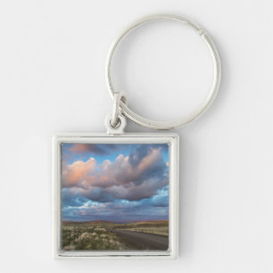 Sunset Clouds Over Gravel Zumwalt Prairie Road Keychain