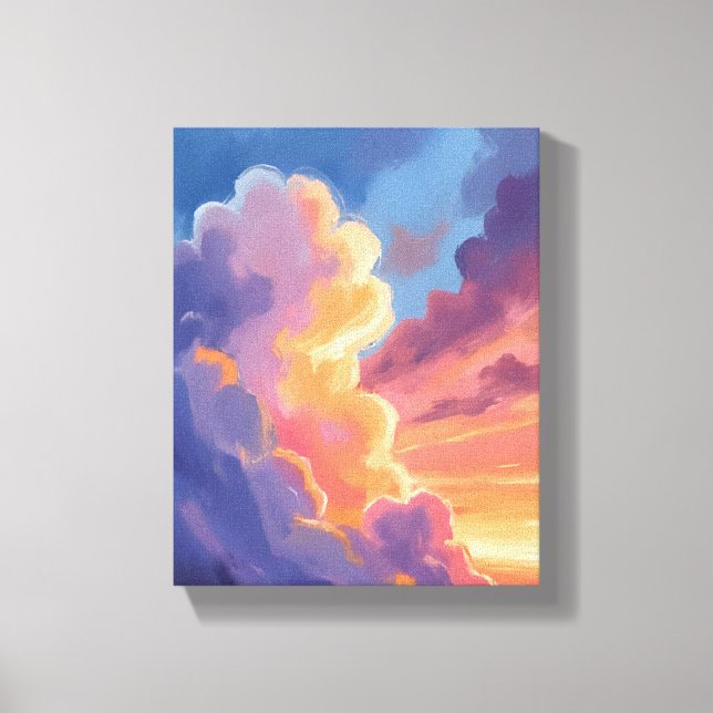 Sunset Clouds | Watercolor Sky Painting Colorful Canvas Print (Front)