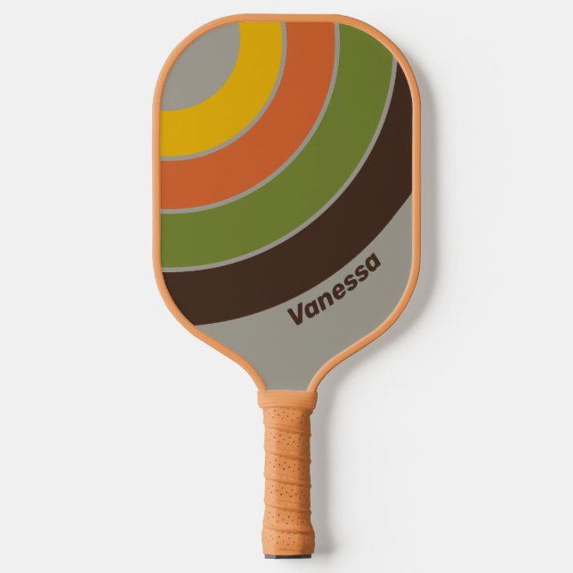 Sunset Clover Circle Stripe with Name Pickleball Paddle (Front)