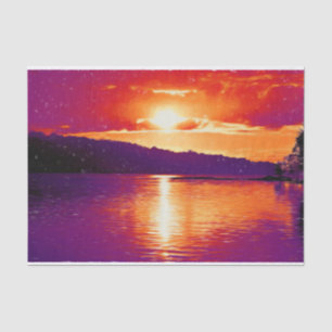 Sunset Coastal Beach Orange Purple Art Decoupage Tissue Paper