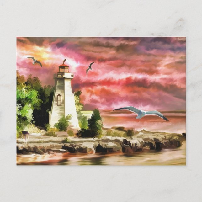 Sunset Coastal Lighthouse Postcard (Front)