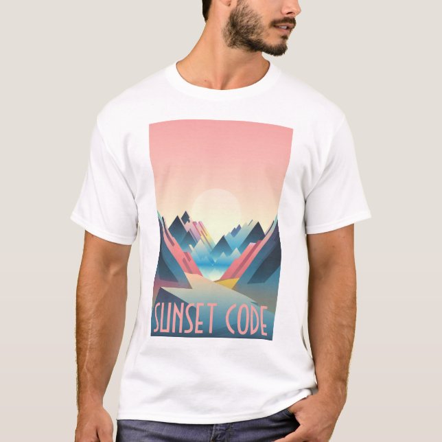 Sunset Code: T-shirt numérique Digital Mountain Su (Devant)