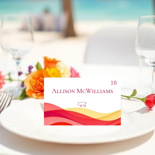 Sunset Color Waves Meal Icons Pork Table Number (Sunset Color Waves Meal Icons Pork Table Number)