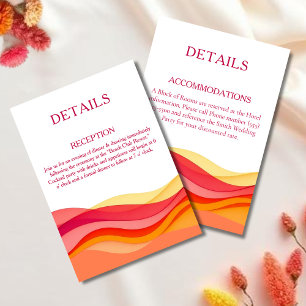 Sunset Color Waves Modern Wedding Details Enclosure Card