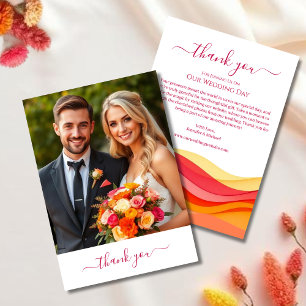Sunset Color Waves Modern Wedding Thank You Card