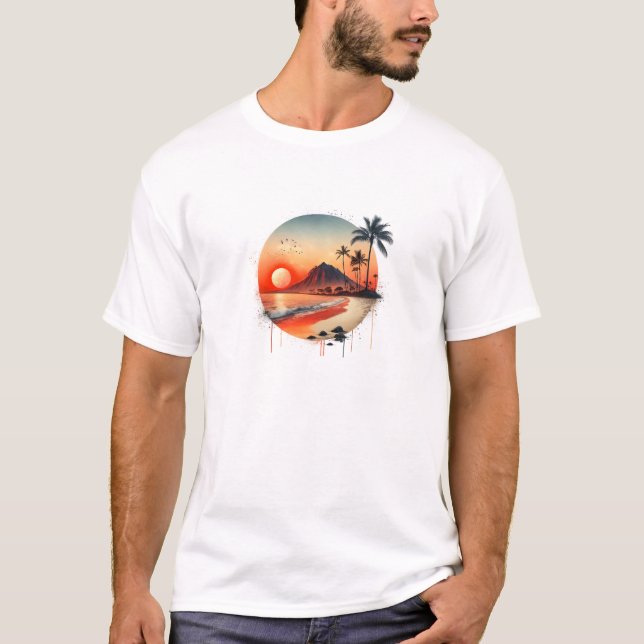 Sunset Colorful Crewneck Short Sleeve T-Shirt (Front)