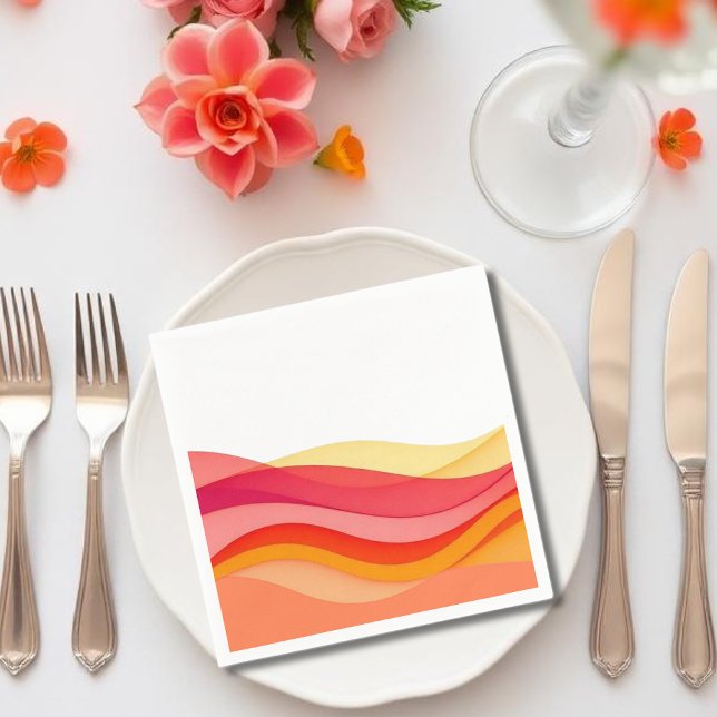 Sunset Colour Waves Modern Wedding Napkin (Sunset Color Waves Modern Wedding Napkins )