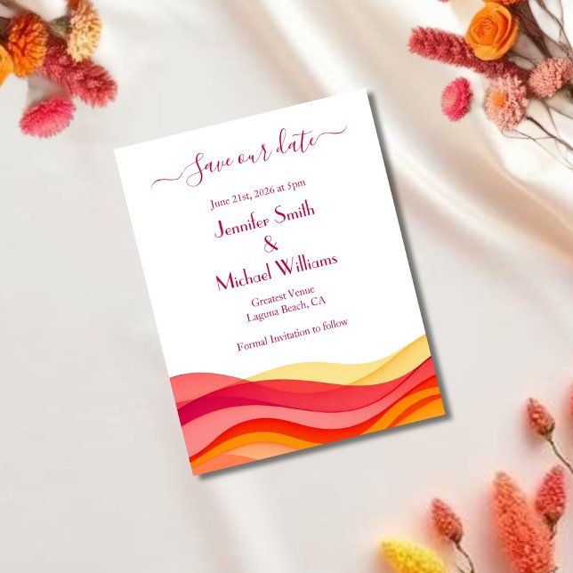 Sunset Colour Waves Save The Date (Sunset Color Waves Save The Date )