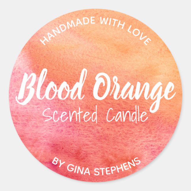 Sunset Coloured Pink And Orange Soy Candle Labels (Front)