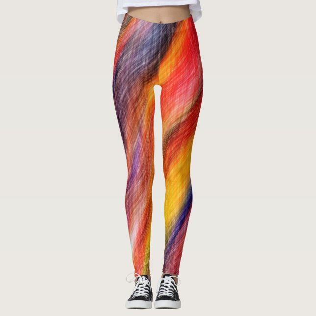 Sunset Colours Leggings Abstract Pattern Design (Front)
