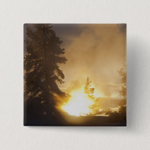 Sunset colours the steam above Leather Pool in 2 Inch Square Button