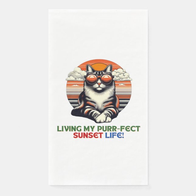 Sunset Cool Cat Napkin (Front)