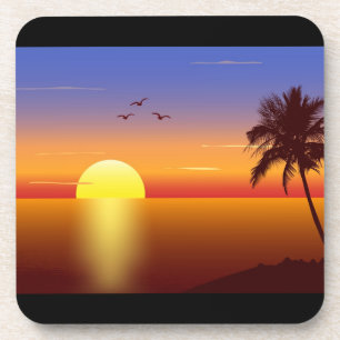 Sunset cork coasters