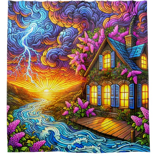 Sunset Cottage Scene (Front)