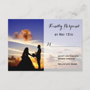 Sunset Couple Silhouette Wedding RSVP Cards