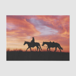 Sunset cowboy and horse silhouette tissue paper
