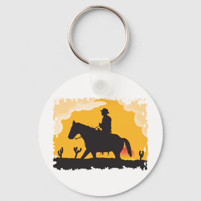 Sunset Cowboy Keychain (Front)