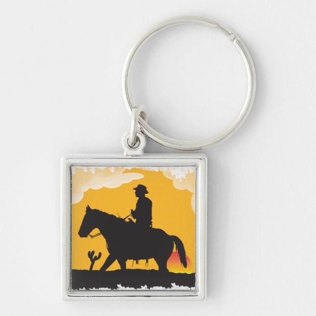 Sunset Cowboy Keychain (Front)
