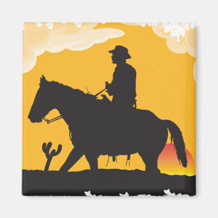 Sunset Cowboy Magnet