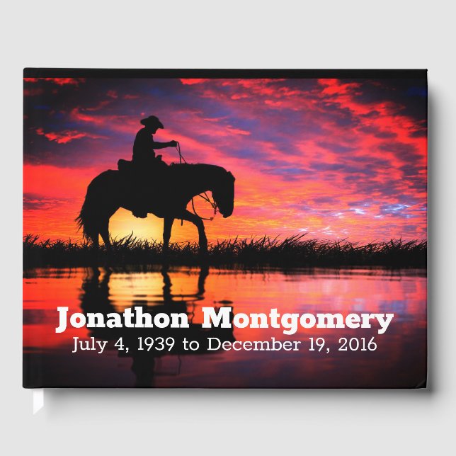Sunset & Cowboy's Last Ride Memorial Guest Book (Front)