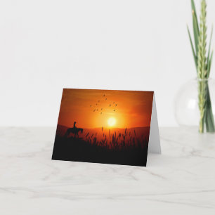 Sunset Cowgirl on a Horse Meadow Ride Western Note Card